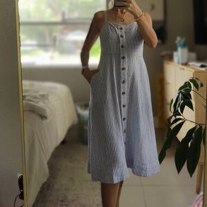 Striped Blue Midi Dress NWOT